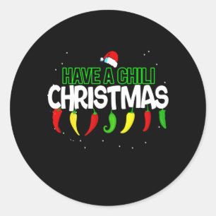 Hot Chili Pepper Christmas Design, Unisex Runder Aufkleber