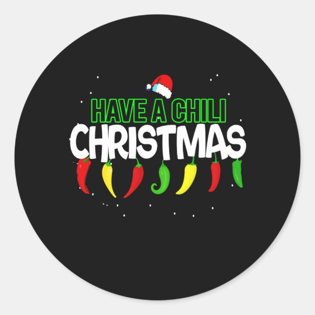 Hot Chili Pepper Christmas Design, Unisex Runder Aufkleber (Vorderseite)