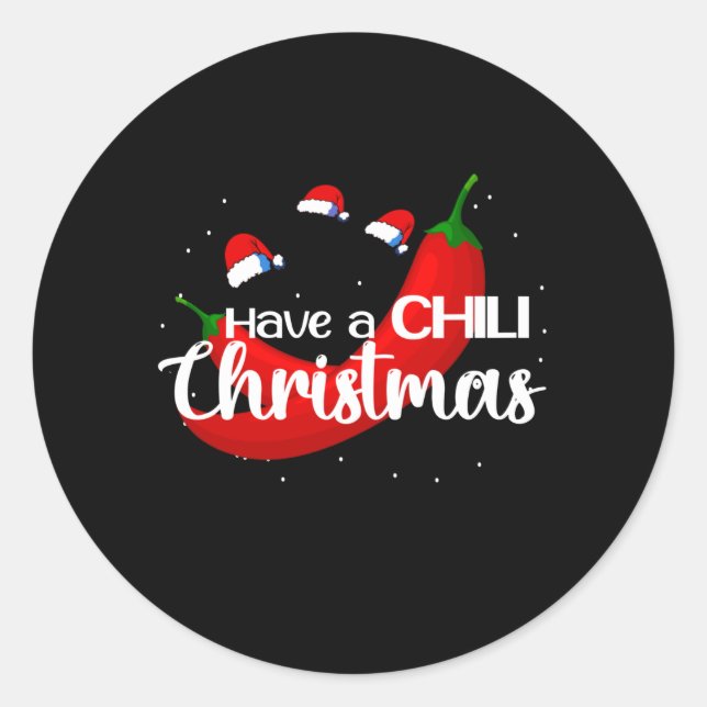 Hot Chili Pepper Christmas Design, Unisex Runder Aufkleber (Vorderseite)