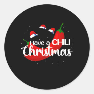 Hot Chili Pepper Christmas Design, Unisex Runder Aufkleber