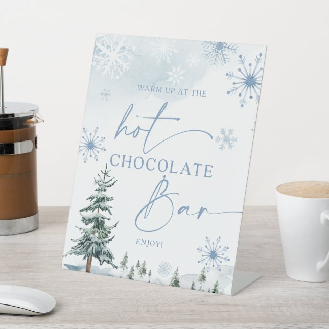 Hot Chocolate Bar blue winter Wunderland Schild (In SItu)