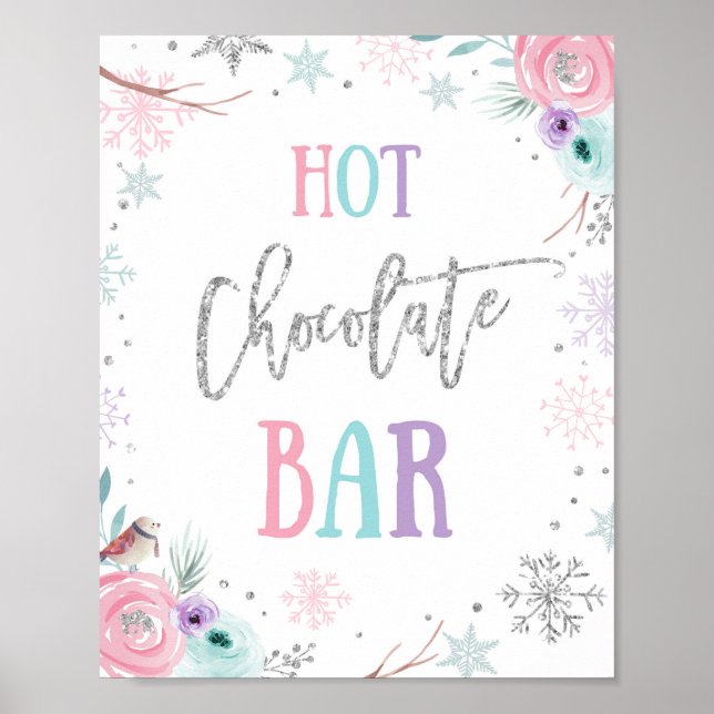 Hot Chocolate Bar Cocoa Winter Onederland Geburtst Poster (Vorne)