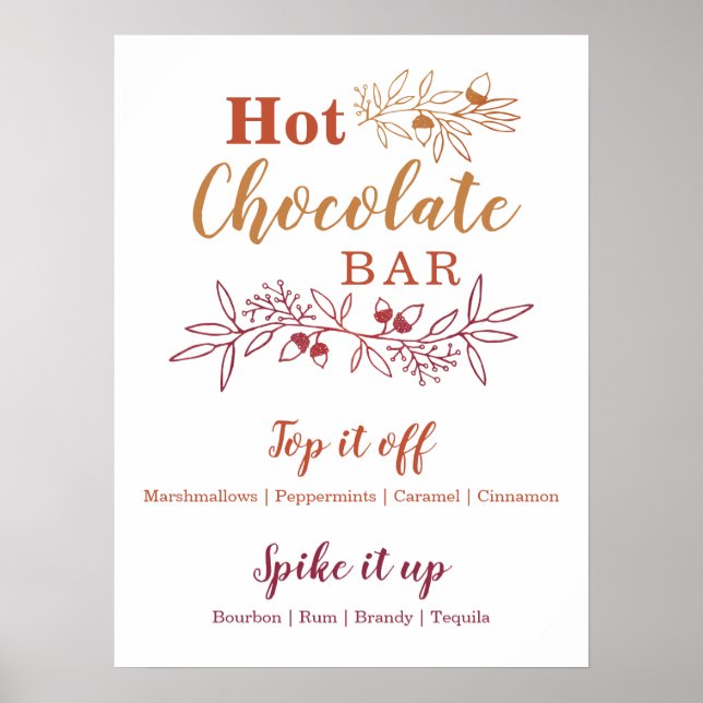 Hot Chocolate Bar Menu Wedding Party Poster (Vorne)