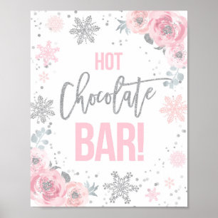 Hot Chocolate Bar Pink Winter ONEderland Party Poster