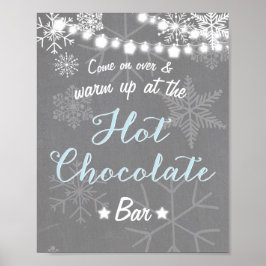 Hot Chocolate Bar Sign Blue Boy Schneeflocken Poster