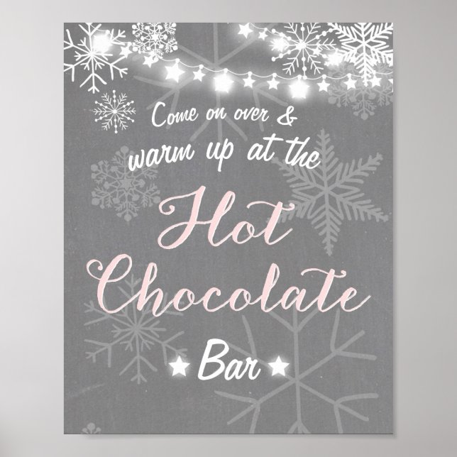 Hot Chocolate Bar signieren Pink Girl Schneeflocke Poster (Vorne)