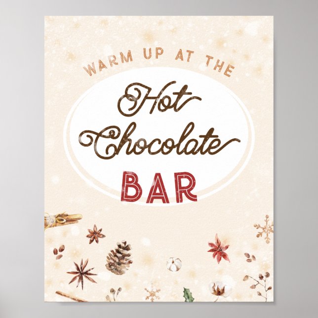 Hot Chocolate Bar Winter Holiday Kakao Retro Zuhau Poster (Vorne)