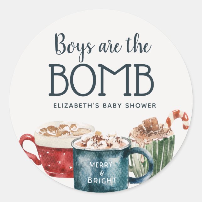 Hot Chocolate Bomb Boy Babydusche Runder Aufkleber (Vorderseite)