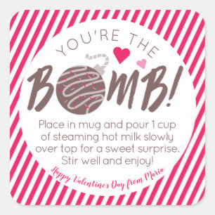 Hot Chocolate Bomb Square Sticker für den Valentin