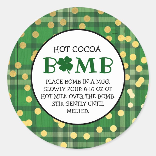 Hot Chocolate Bomb St Patricks Cocoa Bombe Runder Aufkleber (Vorderseite)