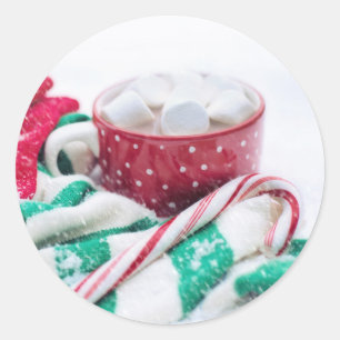 Hot Chocolate & Candy Cane Weihnachten Runder Aufkleber