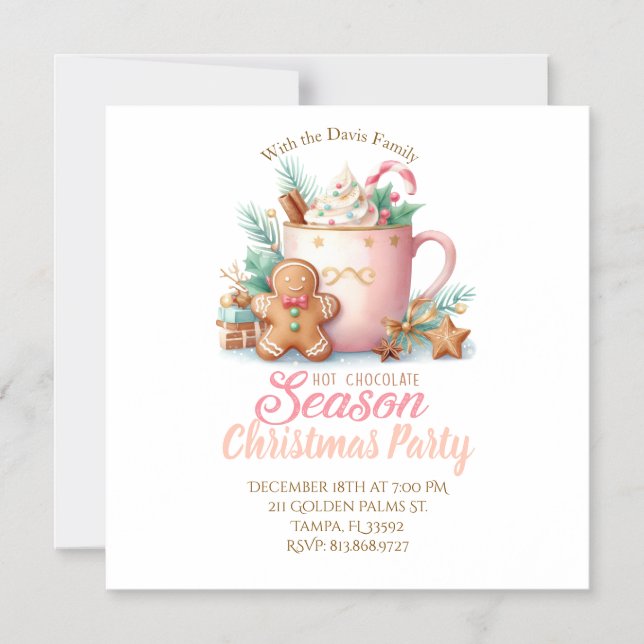 Hot Chocolate Christmas Magnet Party Invitation  (Vorderseite)