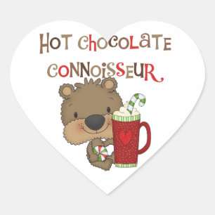 Hot Chocolate Connoisseur Boy Bear Herz-Aufkleber