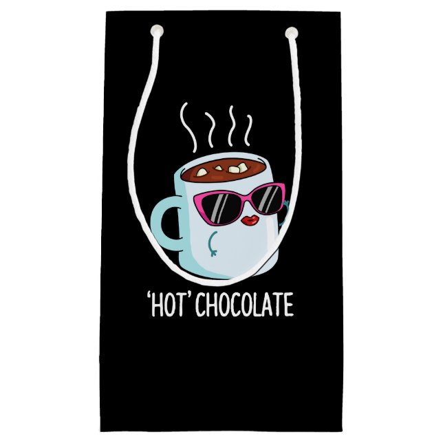 Hot Chocolate Funny Drink Pun Dark BG Kleine Geschenktüte (Vorderseite)
