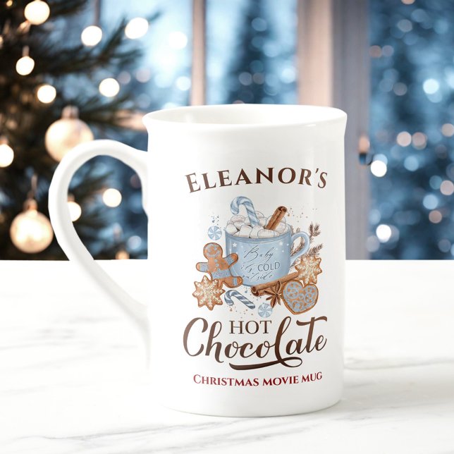 Hot Chocolate Name Blue Bone China Weihnachten Tas Prozellantasse (Hot Chocolate Name Blue Bone China Christmas Mug)