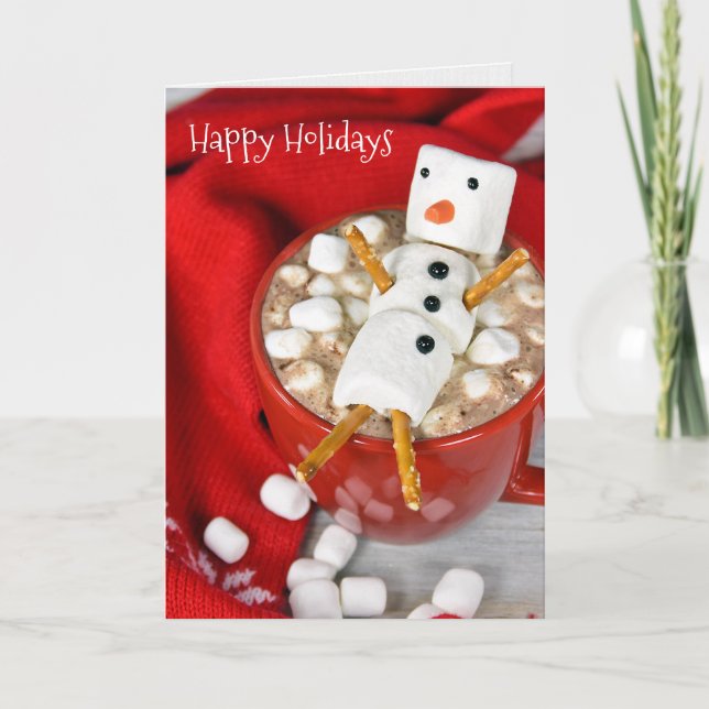 Hot Chocolate Snowman with scarf Karte (Vorderseite)