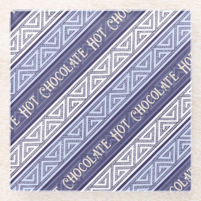 Hot Chocolate White Lilac & Purple Celtic Stripes Glasuntersetzer (Vorderseite)