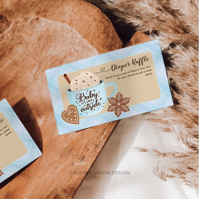 Hot Chocolate Winter Baby Boy Diaper Raffle Begleitkarte (Von Creator hochgeladen)