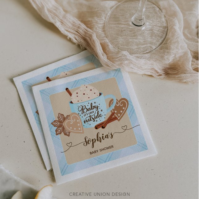 Hot Chocolate Winter Baby Shower Boy Serviette (Von Creator hochgeladen)