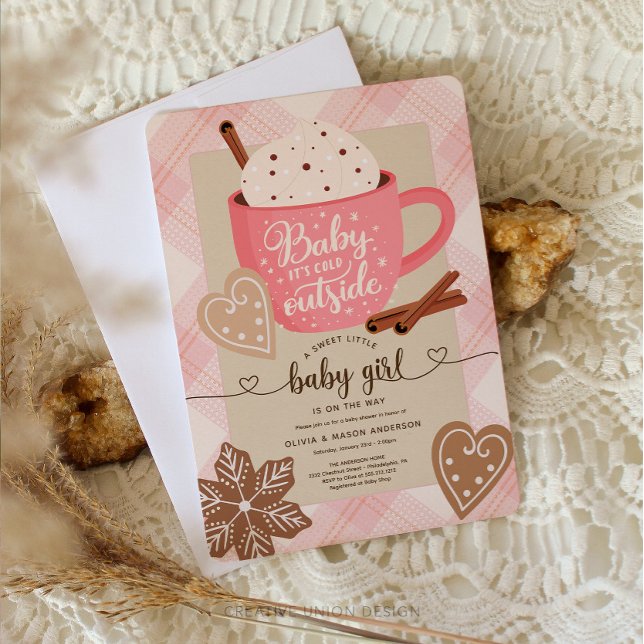 Hot Chocolate Winter Baby Shower Girl Baby Einladung (Von Creator hochgeladen)