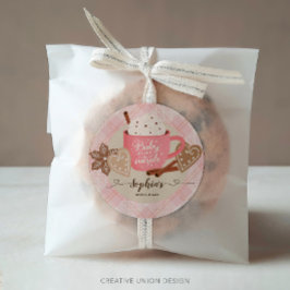 Hot Chocolate Winter Baby Shower Girl Runder Aufkleber