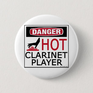 Hot Clarinet Player Button