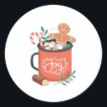HOT COA CHRISTMAS RUNDER AUFKLEBER<br><div class="desc">Wunderschönes Weihnachtsdesign mit einer Illustration einer Tasse heiße Schokolade mit einem Lebkuchen.</div>