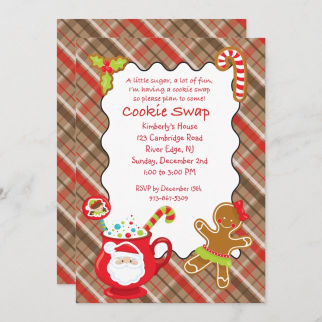 Hot Coco & Cookies Cookie Swap/Exchange-Einladung Einladung (Vorne/Hinten)