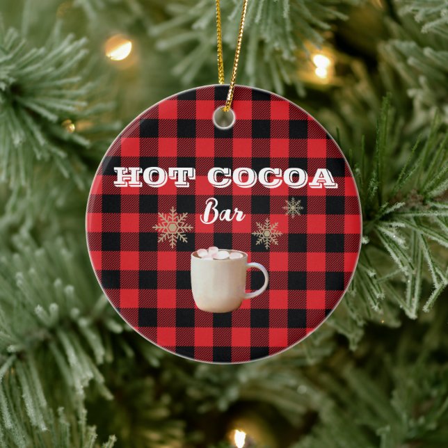 Hot Cocoa Bar Karo Berg Keramik Ornament (Baum)
