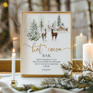 Hot cocoa bar sign. Woodland forest hot cocoa bar Poster