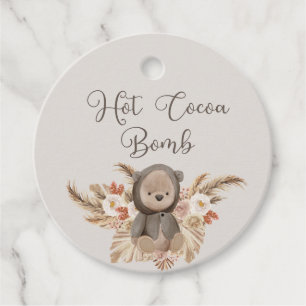 Hot Cocoa Bomb Boho Pampas Grass Teddy Bear Geschenkanhänger