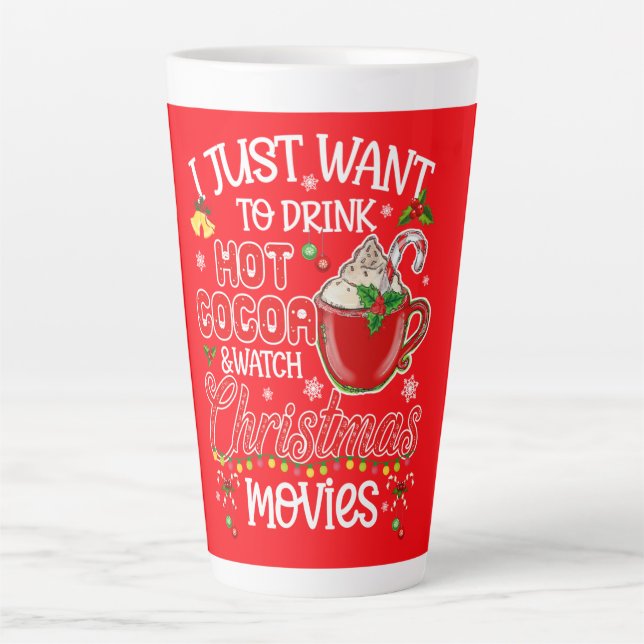 Hot Cocoa & Christmas Movies – Holly Jolly Comfort Milchtasse (Vorderseite)