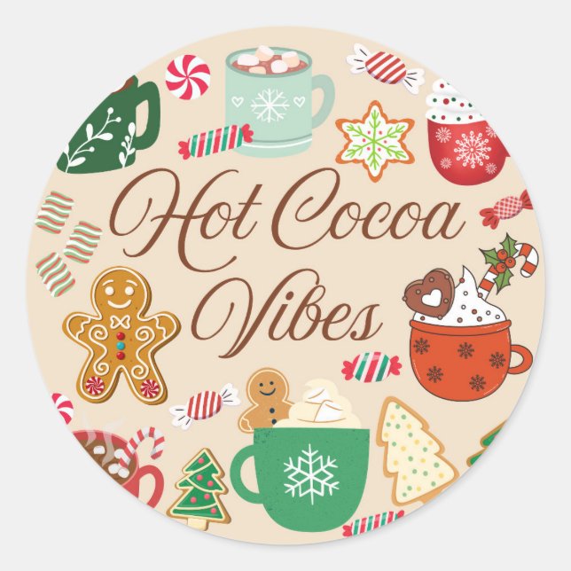 Hot Cocoa Christmas Vibes Runder Aufkleber (Vorderseite)