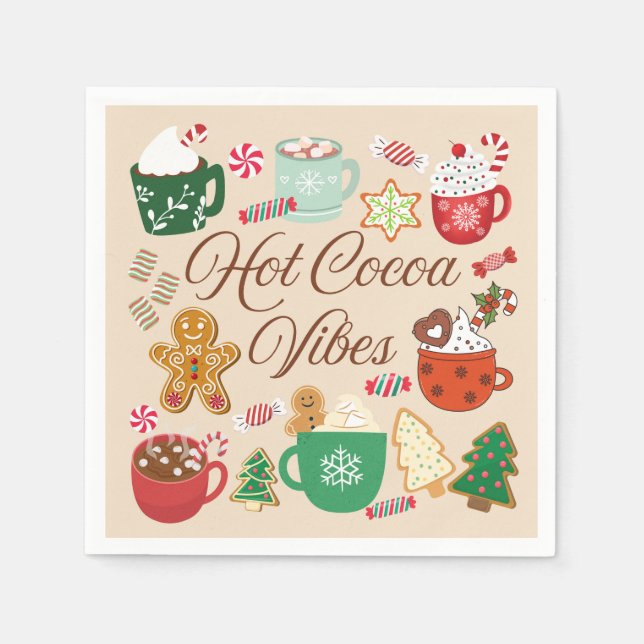 Hot Cocoa Christmas Vibes Serviette (Vorderseite)
