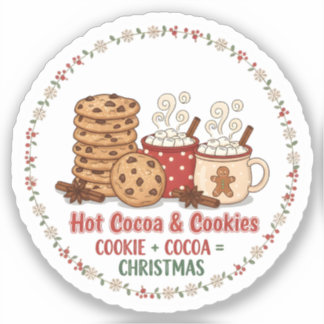 Hot Cocoa & Cookies Christmas Aufkleber