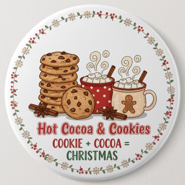Hot Cocoa & Cookies Christmas Button (Vorderseite)