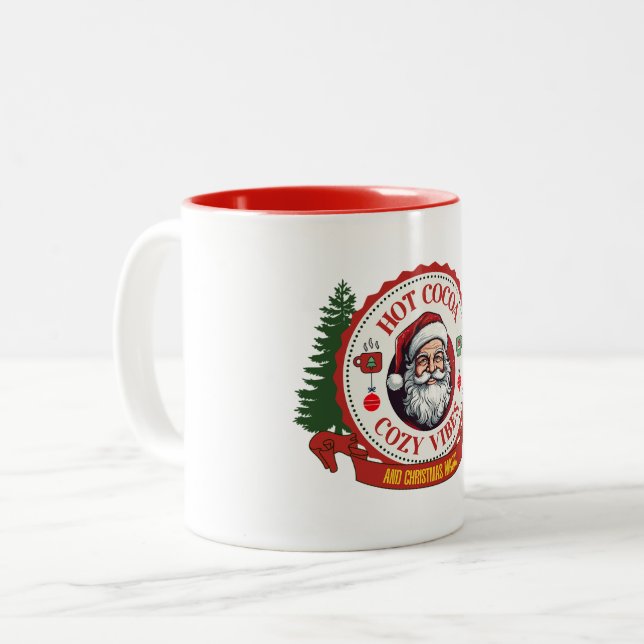 Hot Cocoa Cosy Vibes Weihnachtsmagie Tasse (Vorderseite Links)
