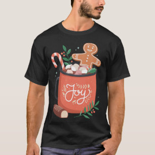 Hot Cocoa Gingerbread Mann mit Candy Cane Joy T-Shirt