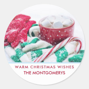 Hot Cocoa Marshmallows & Candy Cane Weihnachten Runder Aufkleber