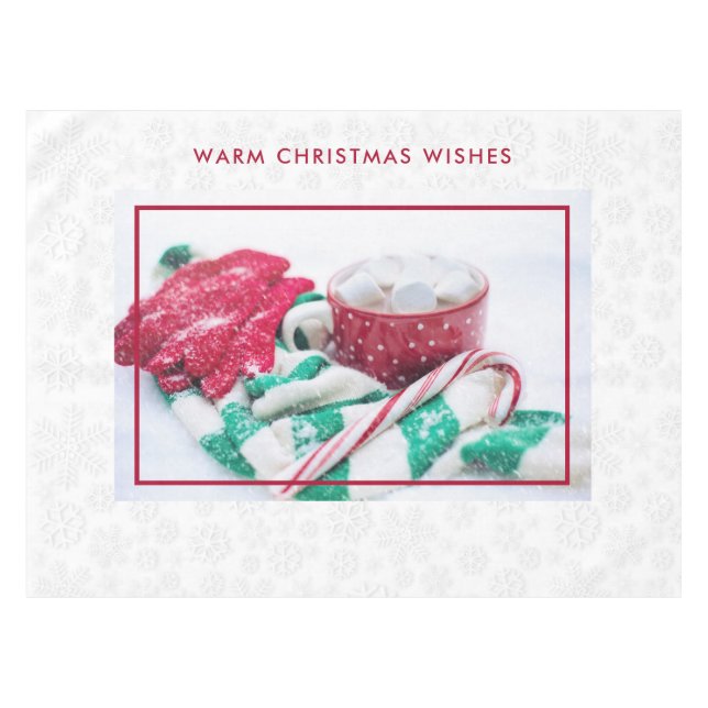 Hot Cocoa Marshmallows & Candy Cane Weihnachten Tischdecke (Vorderseite (Horizontal))