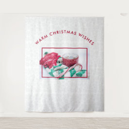 Hot Cocoa Marshmallows & Candy Cane Weihnachten Wandteppich