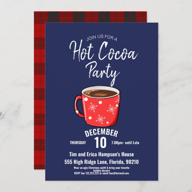 Hot Cocoa Party, Ferienhaus Party Einladung (Vorne/Hinten)