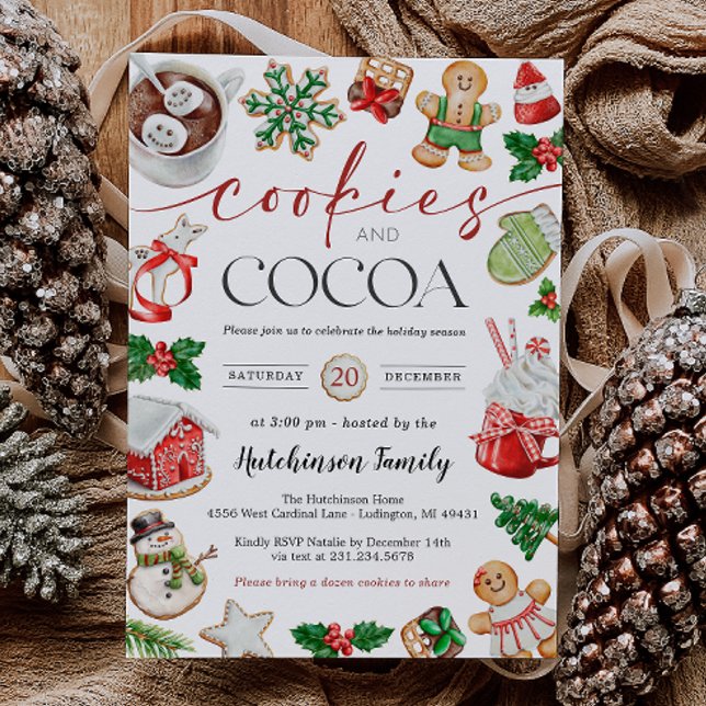 Hot Cocoa Party Invitation - Cookies and Cocoa Einladung (Hot Cocoa Party Invitation - Cookies and Cocoa)
