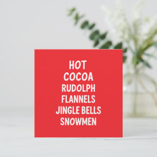 Hot Cocoa Rudolph Flannels Jingle Bells Santa Karte
