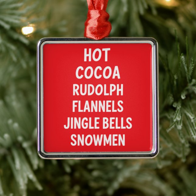 Hot Cocoa Rudolph Flannels Jingle Bells Santa Ornament Aus Metall (Baum)