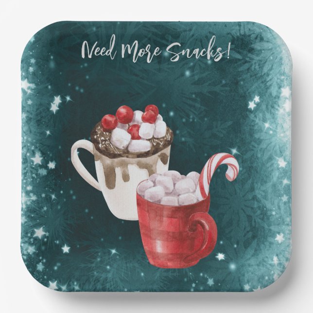 Hot Cocoa und Marshmallow Twin Baby Dusche Pappteller (Vorderseite)