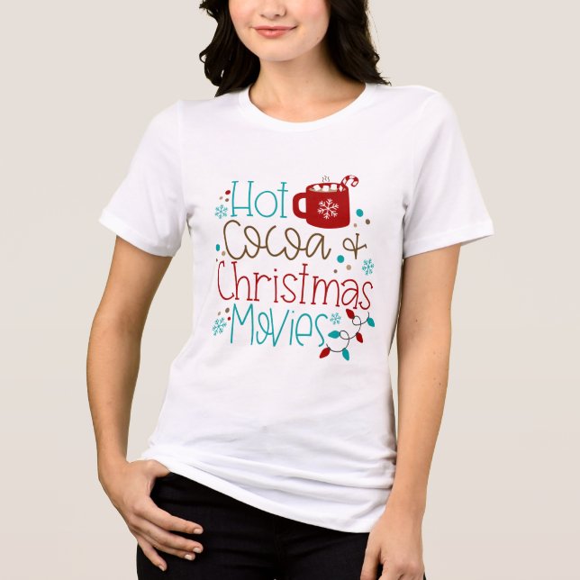 Hot Cocoa und Weihnachtsmotive Moderne Typografie Tri-Blend Shirt (Vorderseite)