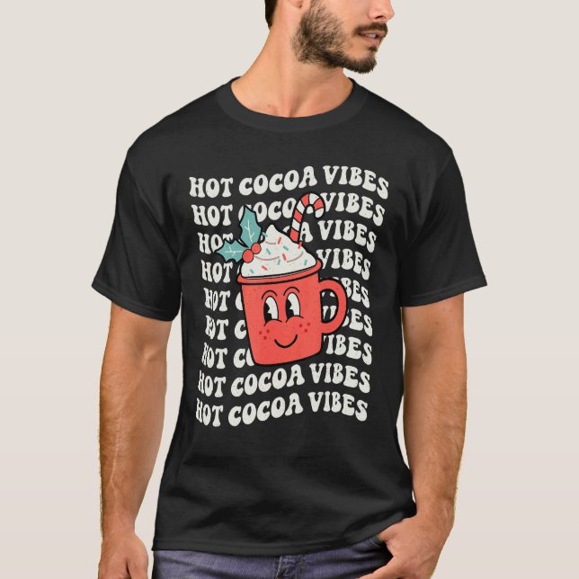Hot Cocoa Vibes Retro Christmas Peppermint Hot Cho T-Shirt (Vorderseite)