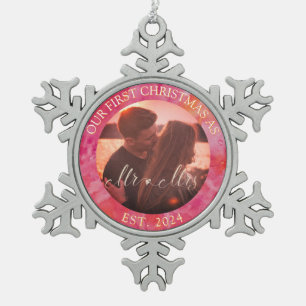 Hot Color First Christmas Mr. und Mrs. Schneeflocken Zinn-Ornament