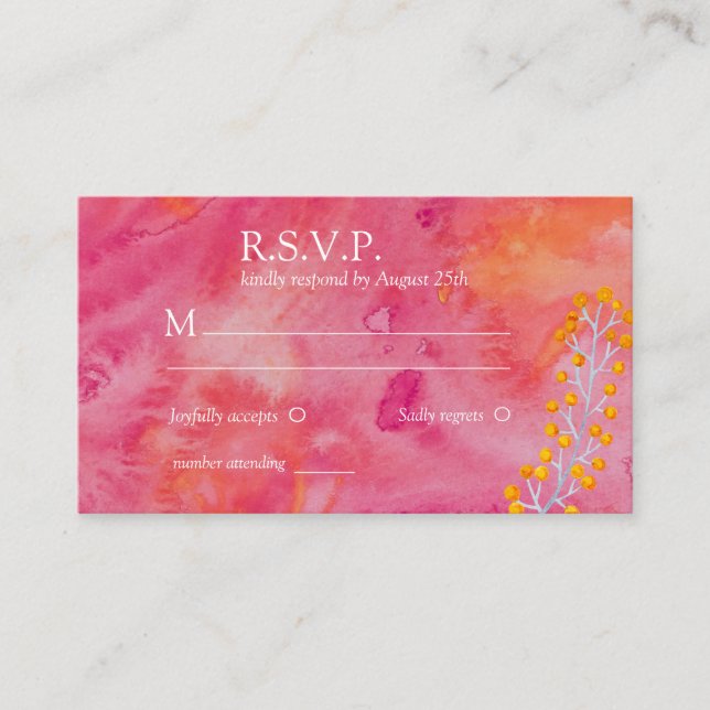 Hot Color Romantic Wedding RSVP Begleitkarte (Vorderseite)